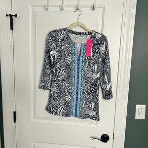 Lilly Pulitzer Women's Size XS UPF 50+ Karina Tunic High Tide Chilly Lilly - NWT